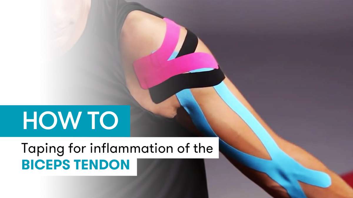 Instructions for kinesiology taping for tendonitis of the biceps