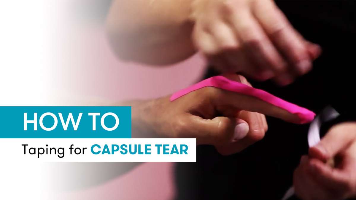 Instruction for kinesiology tape on the finger (capsule tear)
