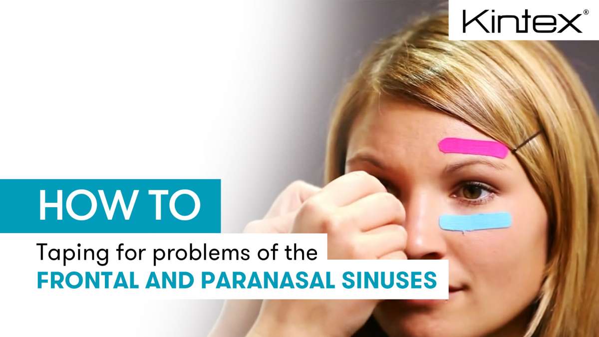 Instructions for kinesiology tape for problems of the frontal and paranasal sinuses.