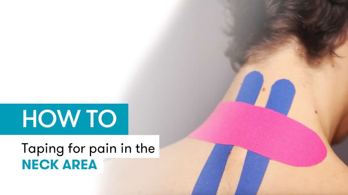 Instruction for kinesiology tape for pain in the neck area