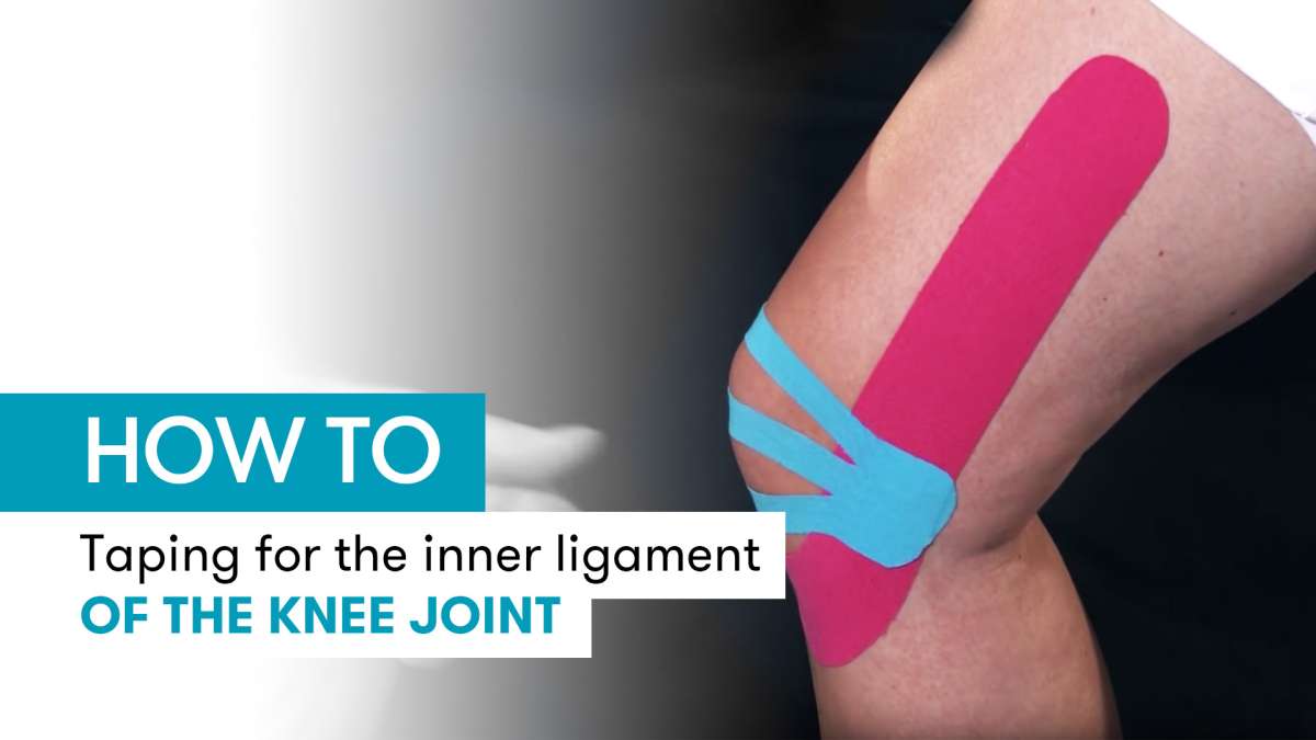 Instructions for kinesiology tape on the inner ligament of the knee joint