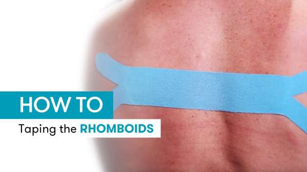 Instructions for kinesiology taping of the rhomboids